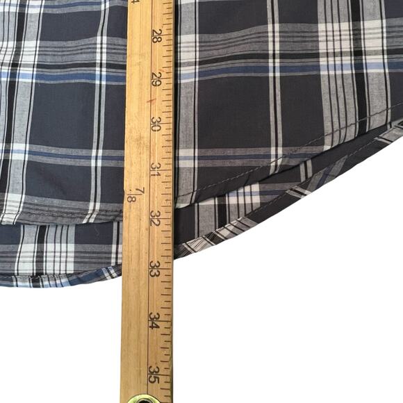 Coastal XXL Western Pearl Snap Plaid Shirt Blue Gray Long Sleeve Cotton Blend - Picture 10 of 10